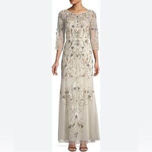 Aidan Mattox MOB Champagne Sequin Embellished Gown NWT